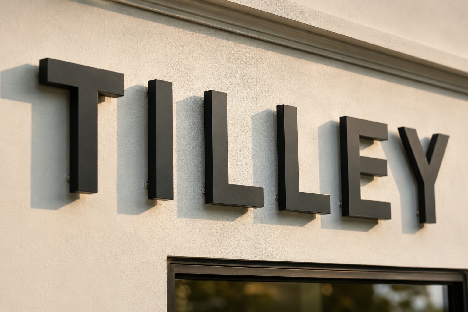 Cut acrylic letters on a fascia